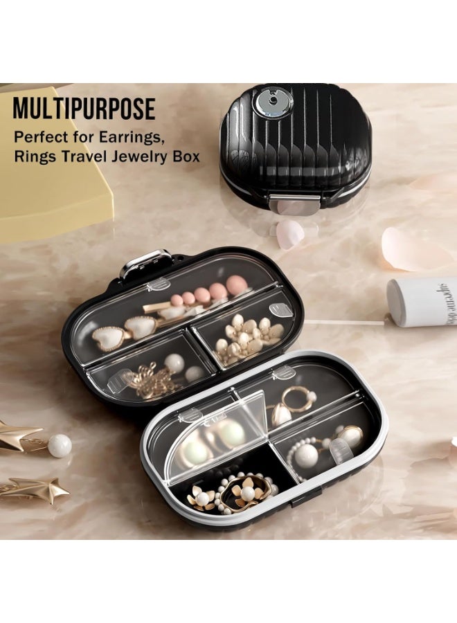 منظم حبوب الدواء للسفر، عبوتان من علب حبوب الدواء المحمولة لمدة 7 أيام، علبة حبوب صغيرة مقاومة للرطوبة، حاوية يومية للأدوية والفيتامينات، لتتبع الأدوية والمكملات الغذائية، مستلزمات السفر الأساسية (صغيرة + كبيرة) - Image 4