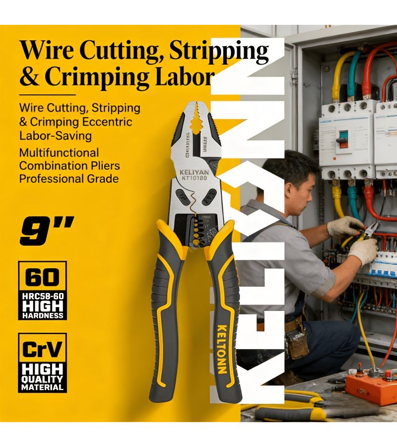 9 Inch Industrial Multifunctional Wire Cutter Professional Grade 30KN Cutting Force Heavy Duty Anti Slip Pliers - Image 1