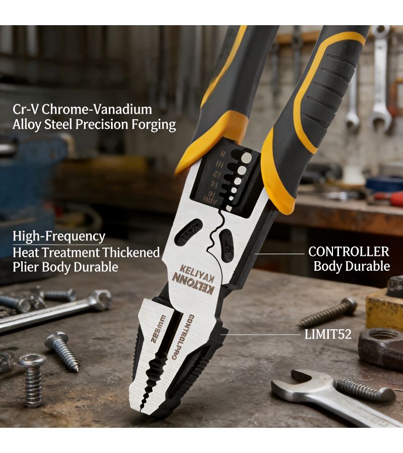 9 Inch Industrial Multifunctional Wire Cutter Professional Grade 30KN Cutting Force Heavy Duty Anti Slip Pliers - Image 2