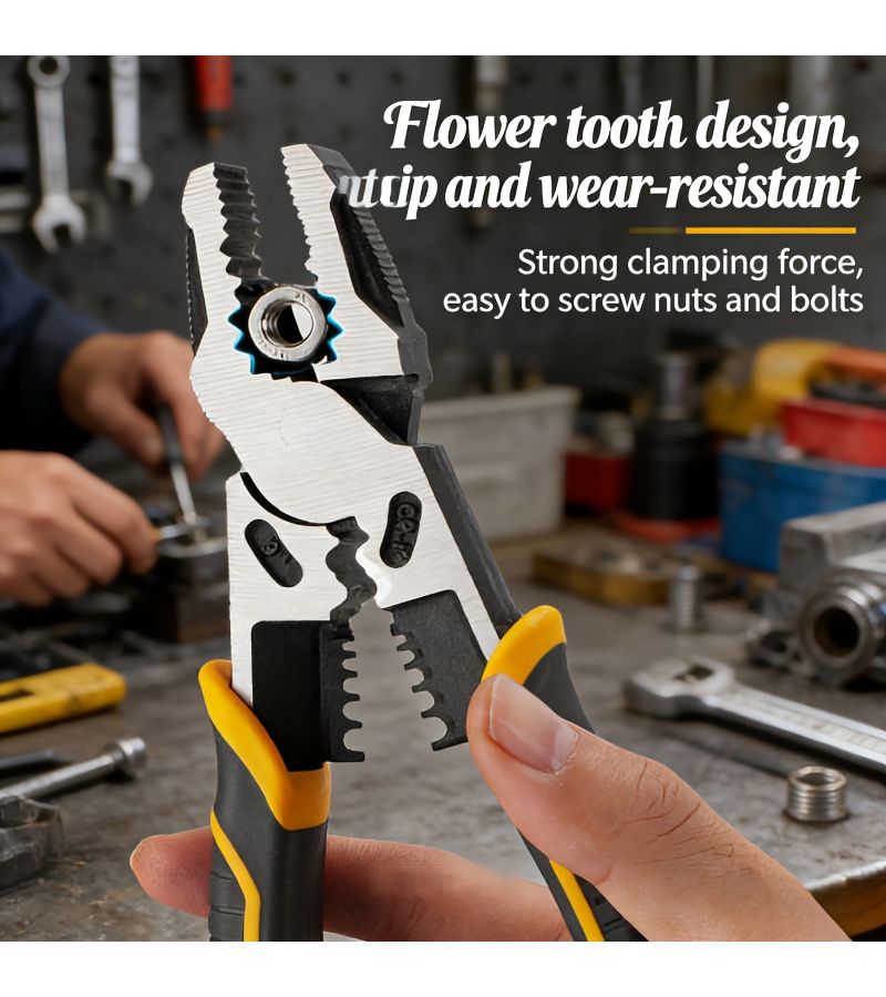 9 Inch Industrial Multifunctional Wire Cutter Professional Grade 30KN Cutting Force Heavy Duty Anti Slip Pliers - Image 5