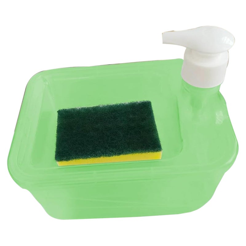 Voxmix موزع صابون سائل مربع مزدوج الطبقة 2 في 1 مع مضخة وإسفنجة | 15 x 16 x 17 سم | متعدد الألوان - Image 1