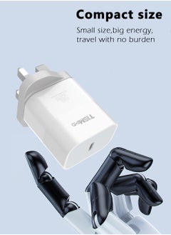 تيسمبرو 2 عبوة، شاحن سريع USB-C بقدرة 20 واط | محول طاقة PD20W من النوع C | شحن مدمج وآمن لسلسلة iPhone 8-16 و iPad و Samsung والمزيد | حماية ذكية | أبيض  - Image 2