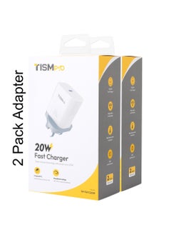 تيسمبرو 2 عبوة، شاحن سريع USB-C بقدرة 20 واط | محول طاقة PD20W من النوع C | شحن مدمج وآمن لسلسلة iPhone 8-16 و iPad و Samsung والمزيد | حماية ذكية | أبيض  - Image 5