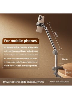 Lazy Bracket Arm Rotation Photography Tablet Stand Bedside Desktop Live Broadcast Tool Mobile Phone Holder China Made-Color:Carbon Steel Black-Double-segment Mechanical Arm [for Mobile Phone]]