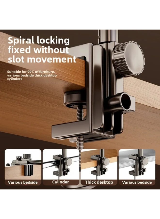 Generic - Lazy Bracket Arm Rotation Photography Tablet Stand Bedside Desktop Live Broadcast Tool Mobile Phone Holder China Made-Color:Carbon Steel Black-Double-segment Mechanical Arm [for Mobile Phone]] - Image 1