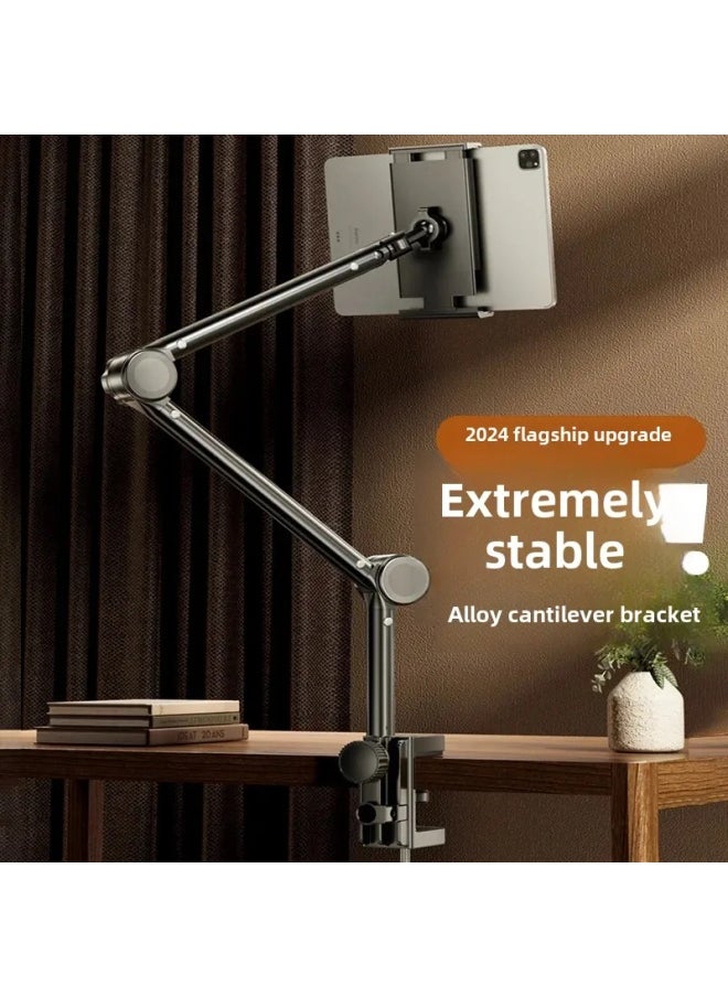 Generic - Lazy Bracket Arm Rotation Photography Tablet Stand Bedside Desktop Live Broadcast Tool Mobile Phone Holder China Made-Color:Carbon Steel Black-Double-segment Mechanical Arm [for Mobile Phone]] - Image 1