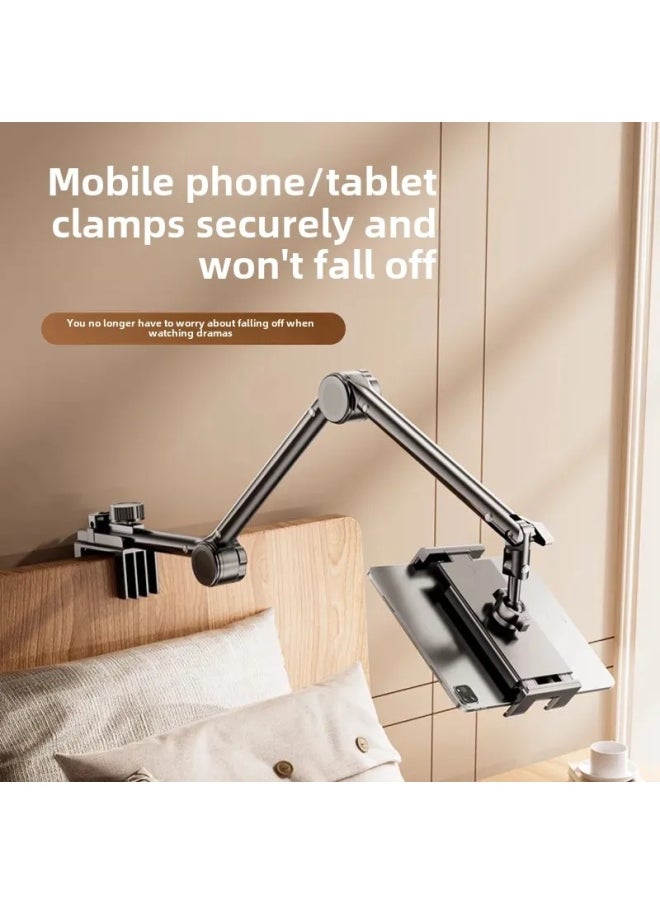 Generic - Lazy Bracket Arm Rotation Photography Tablet Stand Bedside Desktop Live Broadcast Tool Mobile Phone Holder China Made-Color:Carbon Steel Black-Double-segment Mechanical Arm [for Mobile Phone]] - Image 1