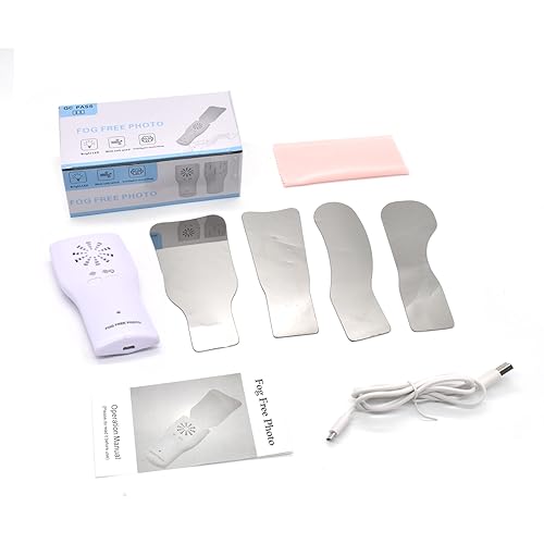 Angzhili مجموعة مرايا التصوير السني 4 قطع/طقم، مرايا داخل الفم خالية من الضباب، عاكس صور داخل الفم ذو جانبين مع مروحة وضوء، مرآة إطباقية من الفولاذ المقاوم للصدأ مع إزالة الضباب التلقائية - Image 2