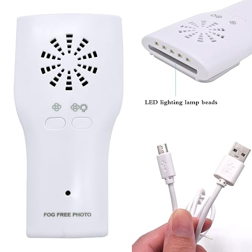 Angzhili مجموعة مرايا التصوير السني 4 قطع/طقم، مرايا داخل الفم خالية من الضباب، عاكس صور داخل الفم ذو جانبين مع مروحة وضوء، مرآة إطباقية من الفولاذ المقاوم للصدأ مع إزالة الضباب التلقائية - Image 5