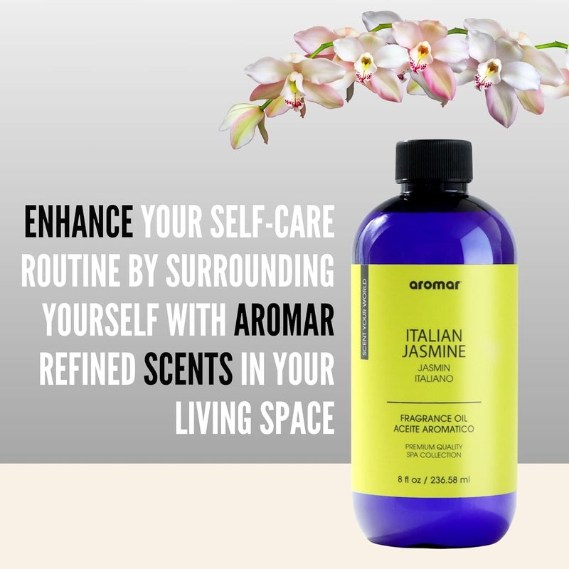 aromar Premium Fragrance Oil, Long-Lasting, Reinvigorating Uplifting Aroma for Aromatherapy, Relaxation & Household Uses. Italian Jazmin 8oz - Image 3