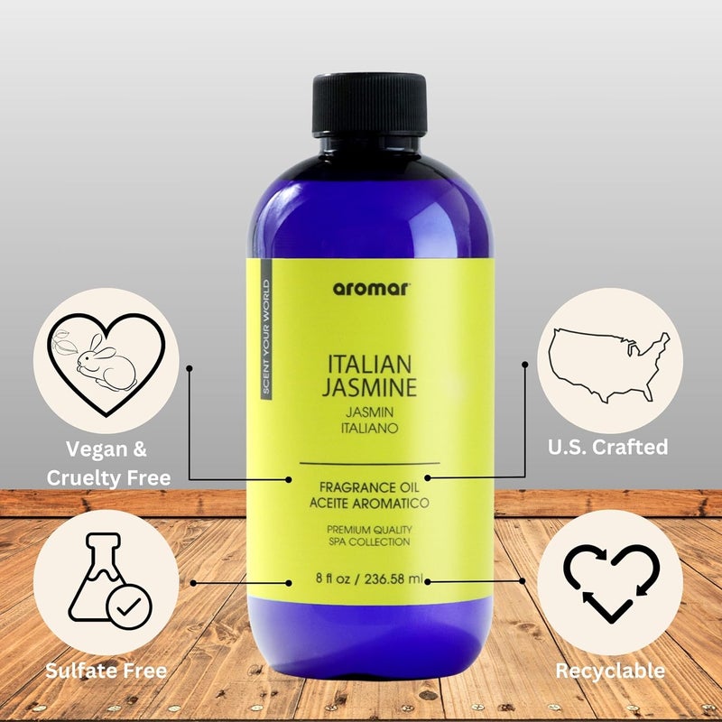 aromar Premium Fragrance Oil, Long-Lasting, Reinvigorating Uplifting Aroma for Aromatherapy, Relaxation & Household Uses. Italian Jazmin 8oz - Image 2