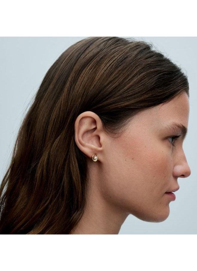 PANDORA 14K Gold-Plated Stud Earrings With White Treated F - Image 4