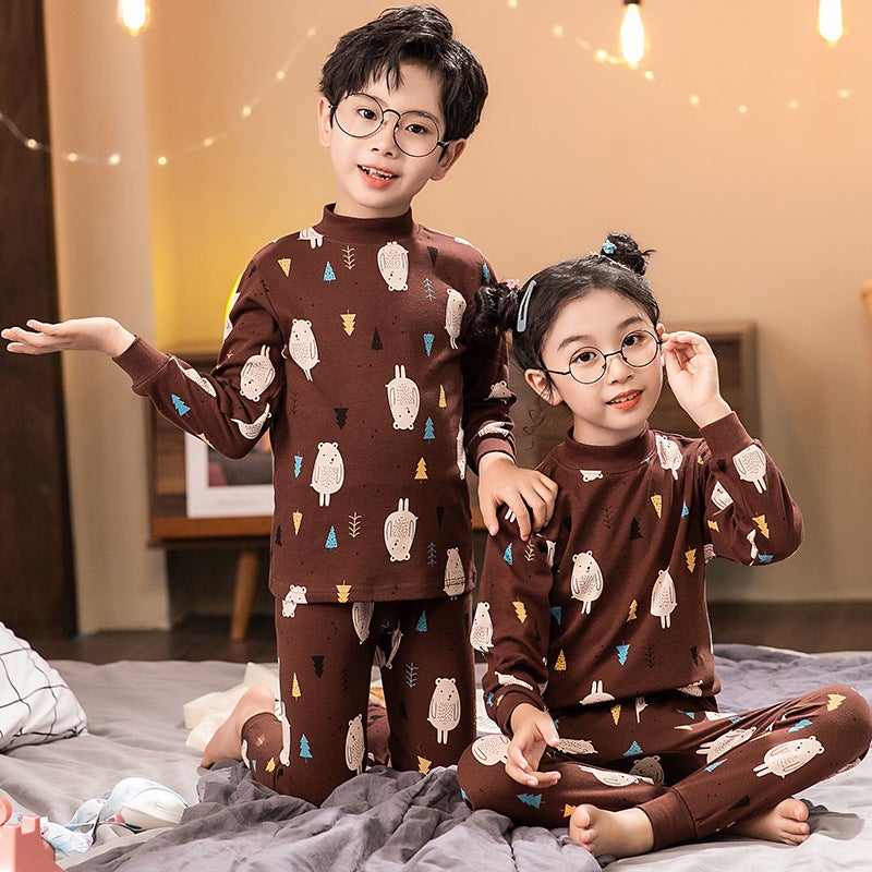 Children'S Cotton Printing Autumn Clothing Suit Cartoon Long Sleeve Boys And Girls In The Collar Thermal Underwear - Image 1