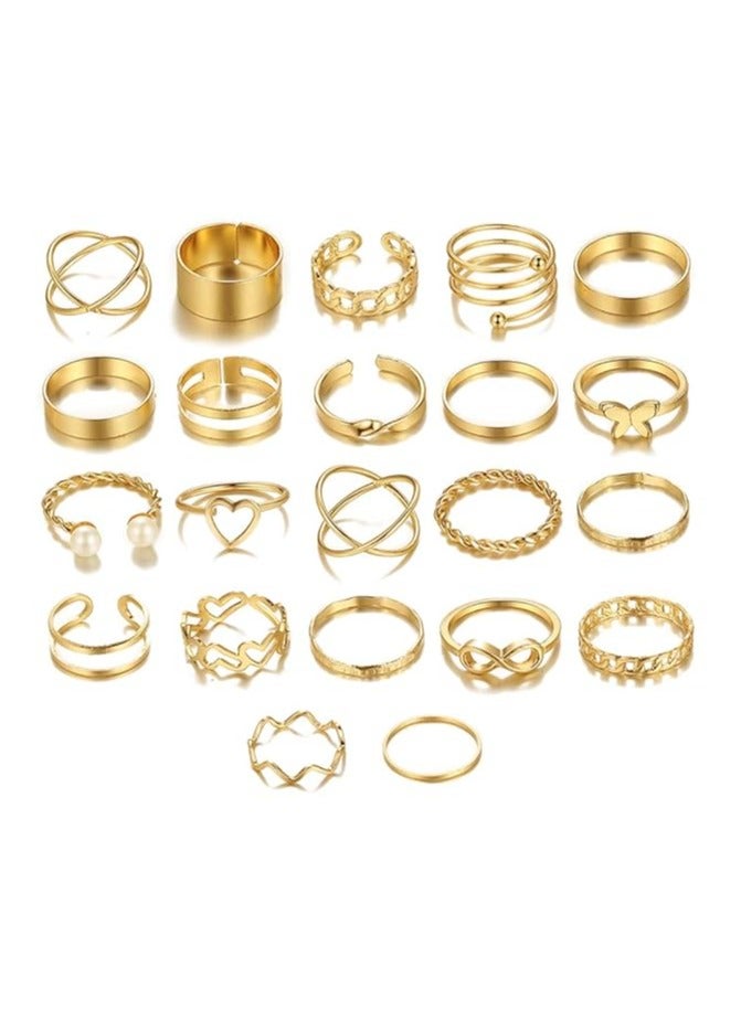 Shining Diva Fashion 22pcs Latest Stylish Stackable Kunckle Rings Set for Women and Girls Butterfly Heart Boho Gold and Silver Plated Rings - Image 1