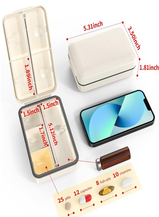 Restree Daily Pill Organizer, 8 compartments Portable Pill Dispenser, Moisture-Proof Travel Pill Case, Large Pill Box for Vitamin, Medicine, Fish Oil/Supplements (White) - Image 3