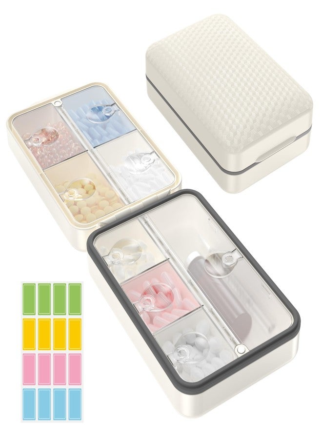 Restree Daily Pill Organizer, 8 compartments Portable Pill Dispenser, Moisture-Proof Travel Pill Case, Large Pill Box for Vitamin, Medicine, Fish Oil/Supplements (White) - Image 1