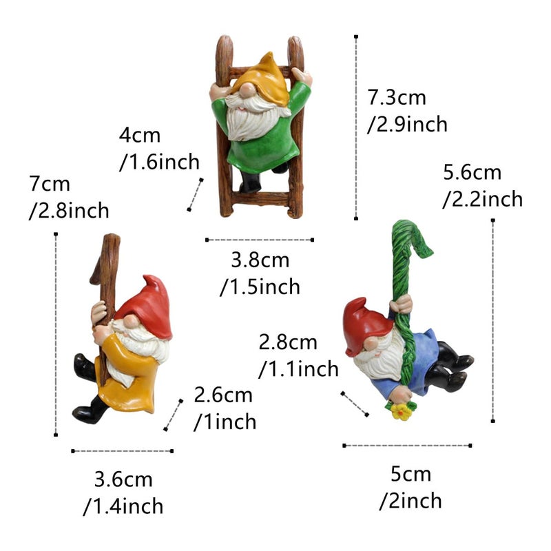 JARPSIRY Set of 3 Cute Climbing Gnome Figurines Flower Pot Hugger, Resin Hanging Gnomes Statue Outdoor Decor Fence Ornaments for Patio Lawn Garden Yard - Image 5
