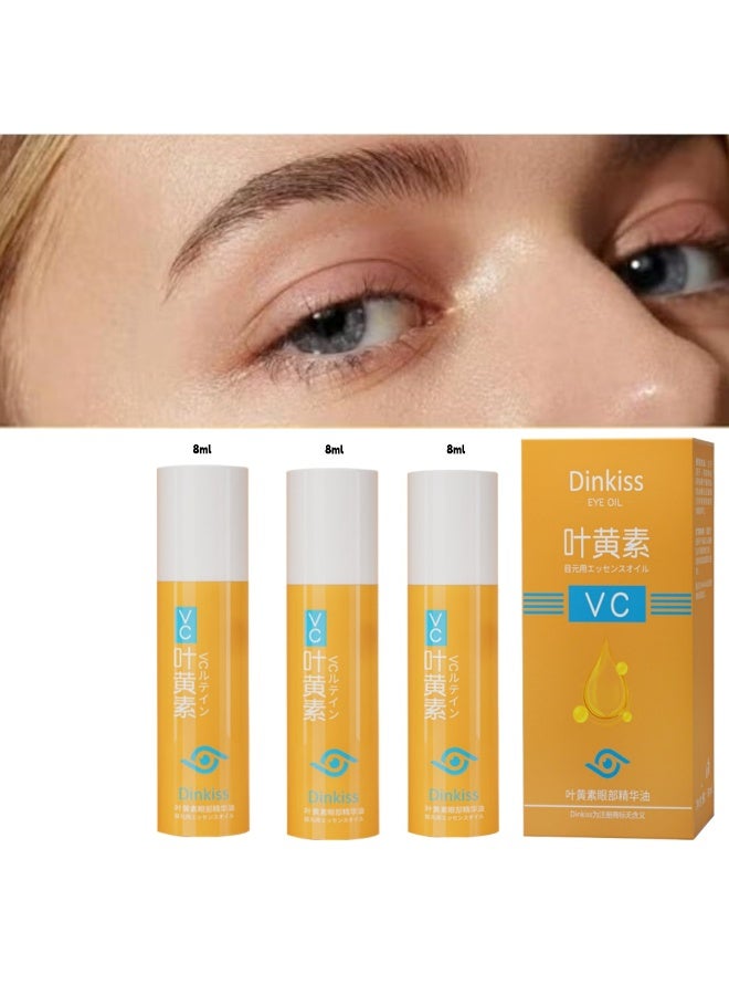 Dinkiss Lutein Eye Essence Oil, Vc Lutein Eye Essence Oil, Lutein Eye Serum, Lutein Eye Oil, Under Eye Oil Roller Ball, Japan Firming Anti-Aging Eye Serum For Eye Bags (8ml)*3 - Image 1