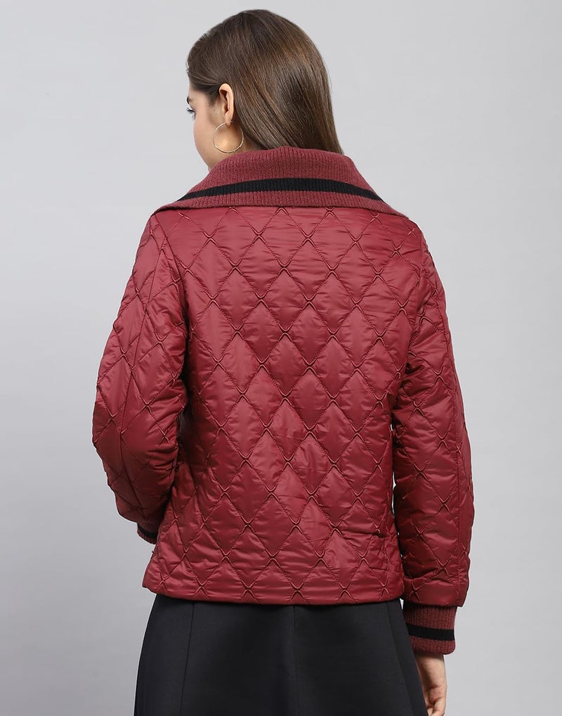 Monte Carlo Womens Embroidered Wine Collar Full Sleeve Jacket - Image 5