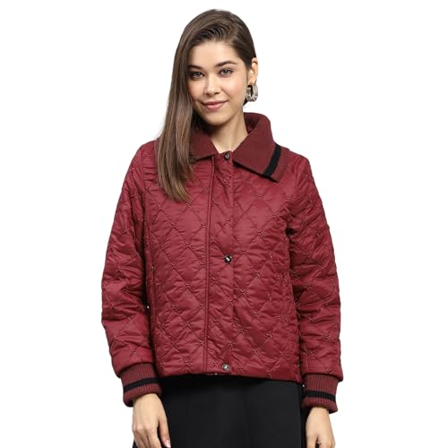 Monte Carlo Womens Embroidered Wine Collar Full Sleeve Jacket - Image 1