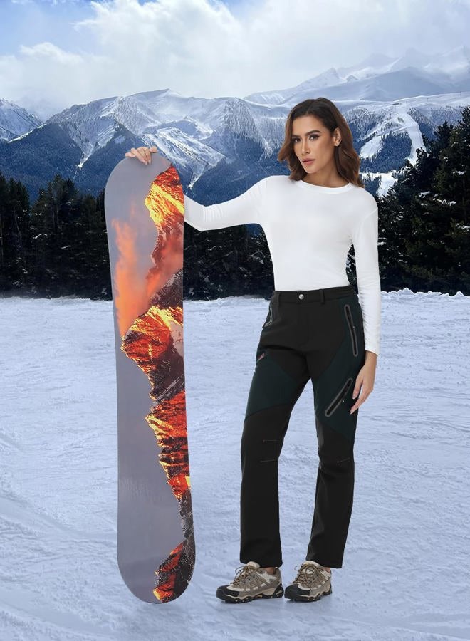 TBMPOY Women's Fleece Lined Ski Snow Pants Waterproof Winter Cargo Hiking Warm Thermal Softshell Insulated Outdoor Pant, Black, S - Image 3
