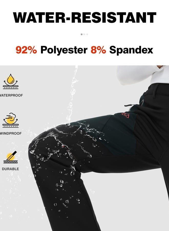 TBMPOY Women's Fleece Lined Ski Snow Pants Waterproof Winter Cargo Hiking Warm Thermal Softshell Insulated Outdoor Pant, Black, S - Image 5