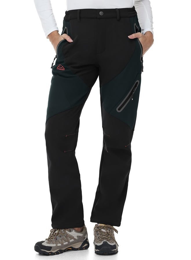 TBMPOY Women's Fleece Lined Ski Snow Pants Waterproof Winter Cargo Hiking Warm Thermal Softshell Insulated Outdoor Pant, Black, S - Image 1