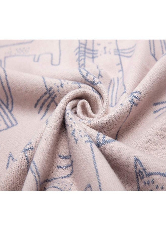 NaSoPerfect Women's Fringed Scarf Cat Pattern Cape Winter Large Soft Cashmere Feel Pashmina Shawls Warm Wraps Pink - Image 4