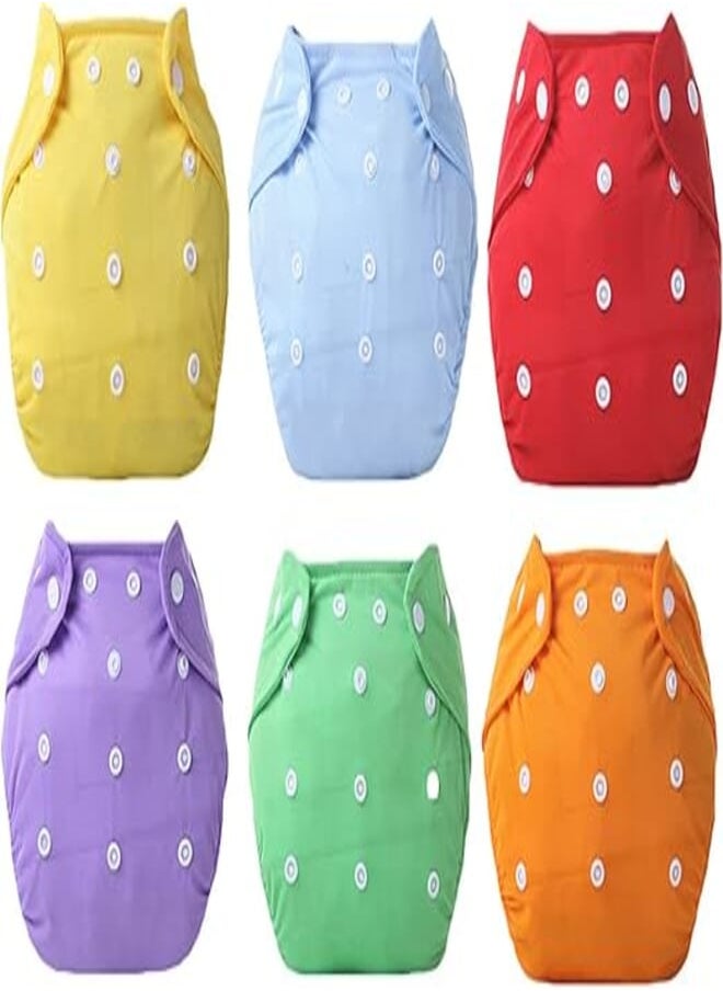 Wallfire Wallfire 6PCS Washable Baby Pocket Cloth Diapers Reusable Cloth Nappies for Newborns Infants Babies Adjustable Size 