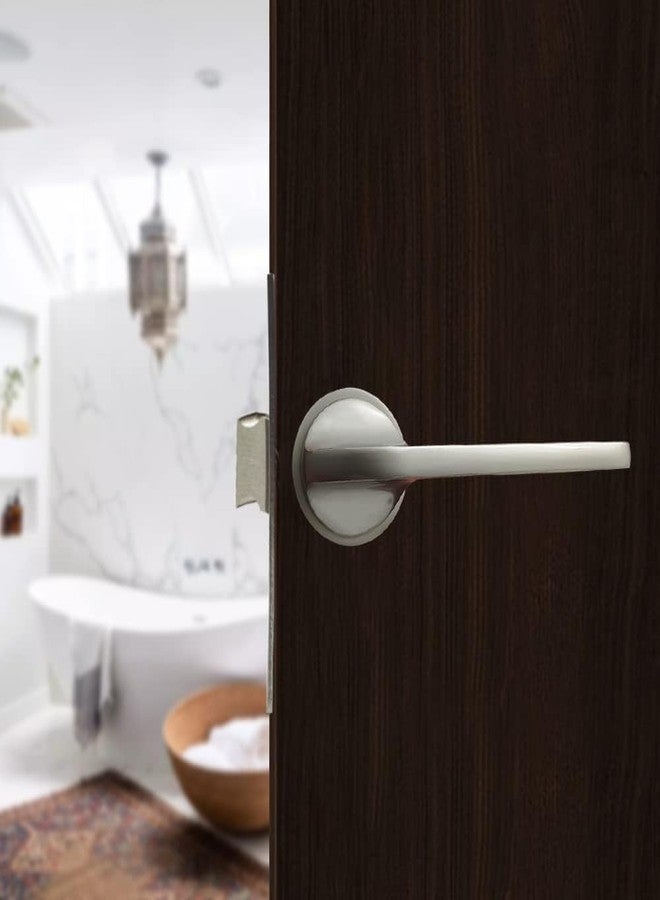 HYDERON Mortise Door Lock Set with Brass Cylinder and 10" Lock Body – Satin Finish for Home, Hotels, and Offices with 3 Brass Computerized Keys (Model No. 2089) (Bathroom Lock, Silver Satin) - Image 1