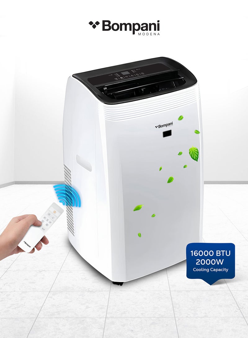 Bompani Portable Air Conditioner 16000 BTU 4-in-1 – Cooling, Heating, Dehumidifier & Fan, LED Display, 24H Timer, Auto Swing – (1 Year Warranty) 2000 W BO1600I white - Image 1