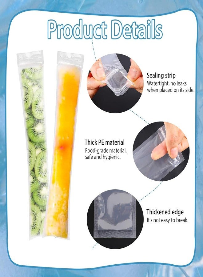 TARINI Ice Cube Tray, Ice Lolly Moulds, 80 Pcs Ice Pop Bags with Funnel, Disposable Popsicle Mould Bags, Leakproof Ice Lolly Bags for DIY Popsicles, Yogurt Sticks, Juice & Fruit Smoothies - Image 3