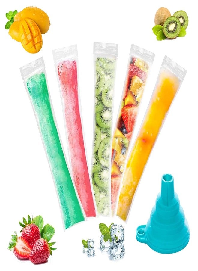 TARINI Ice Cube Tray, Ice Lolly Moulds, 80 Pcs Ice Pop Bags with Funnel, Disposable Popsicle Mould Bags, Leakproof Ice Lolly Bags for DIY Popsicles, Yogurt Sticks, Juice & Fruit Smoothies - Image 1