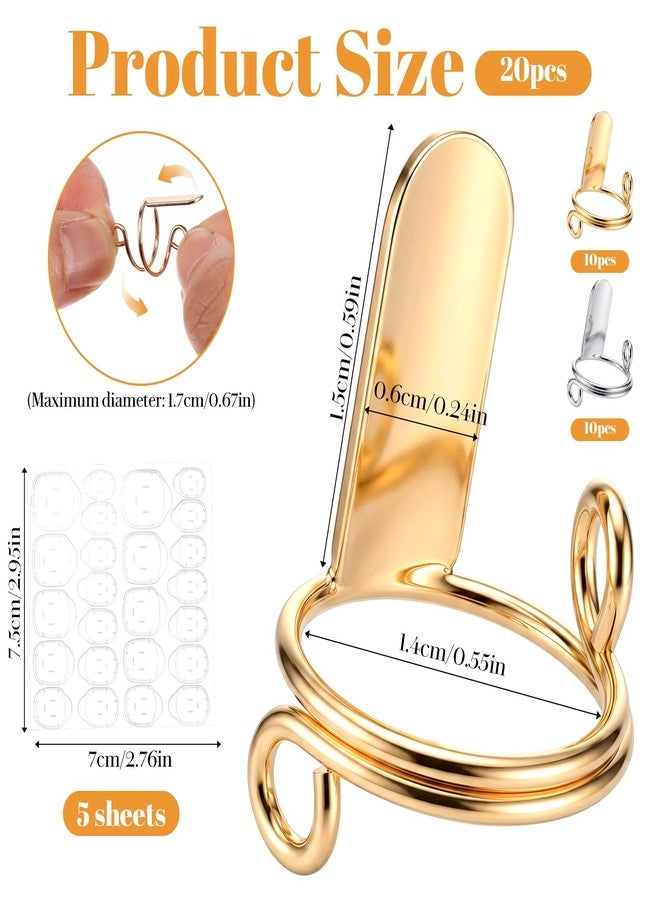 HaiFafafaing 20 Pcs Wudu Nail Rings Set With 120 Adhesive Tabs, Adjustable Metal Fingernail Rings For Press On Nails And Nail Art Decoration, Gold And Silver - Image 2