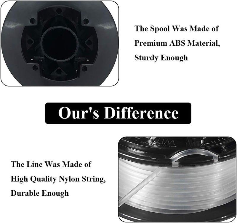 THTEN Weed Eater Spools Compatible with Black and Decker RS-136 ST4500 ST1000 ST4000 GE600 CST800 ST6800 String Trimmer Replacement Spool Line 20ft 0.065" Edger Refills Parts Auto-Feed 4 String+1 Cap - Image 5