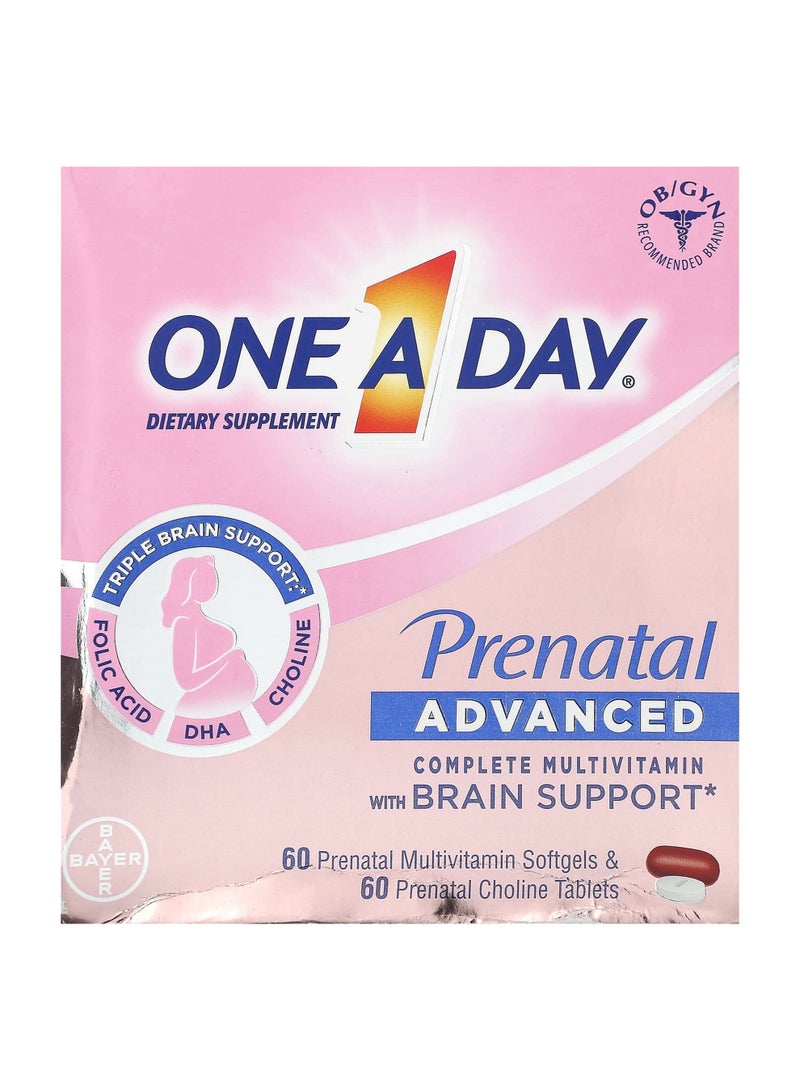 Prenatal Advanced, Complete Multivitamin with Brain Support, 60 Prenatal Multivitamin Softgels & 60 Prenatal Choline Tablets