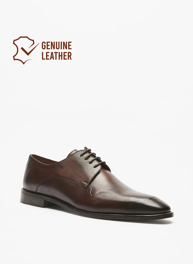 DUCHINI Men Leather Derby Shoes With Lace-Up Closure