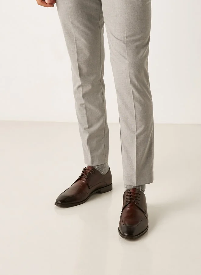 DUCHINI Men Leather Derby Shoes With Lace-Up Closure