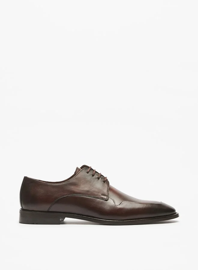 DUCHINI Men Leather Derby Shoes With Lace-Up Closure