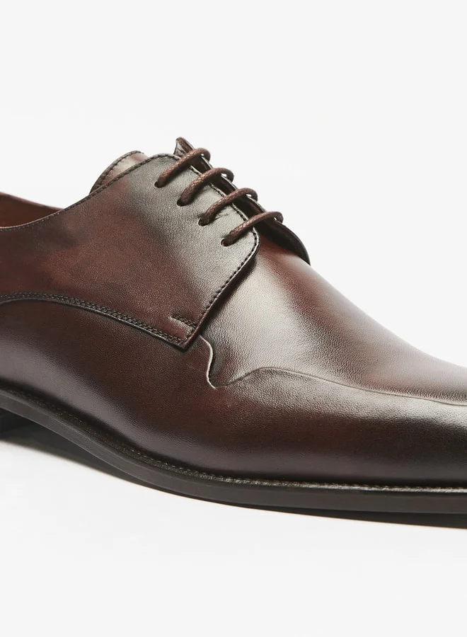 DUCHINI Men Leather Derby Shoes With Lace-Up Closure
