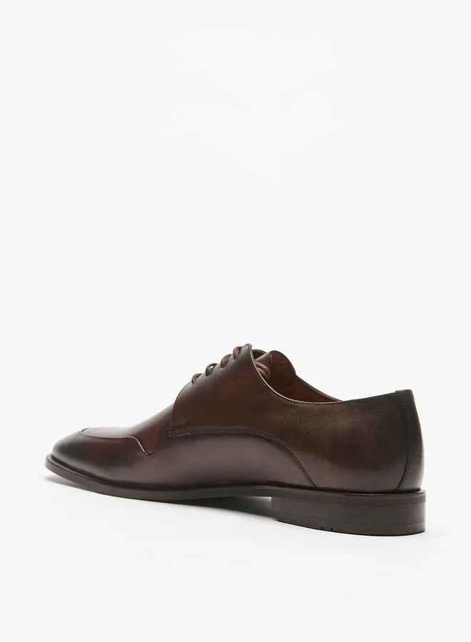 DUCHINI Men Leather Derby Shoes With Lace-Up Closure