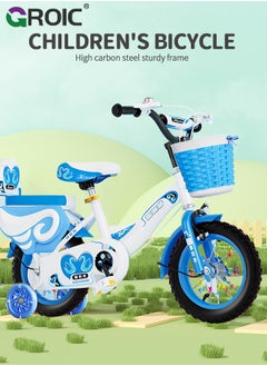 GROIC Boy Bike for Toddlers and Kids,12 Inch Kids Bike with Training Wheels & Basket,Boy Bicycle with Handbrake & Kickstand  - Image 2