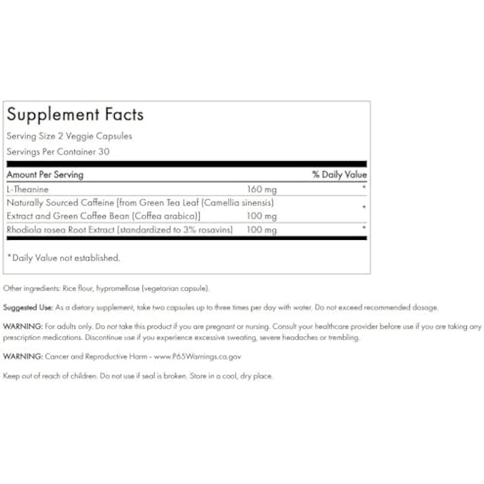 Swanson Pure Energy Metabolism Concentration Focus Support Stress Management Adaptogenic Herbs Herbal Supplement 60 Veggie Capsules (Veg Caps) Vegan - Image 2
