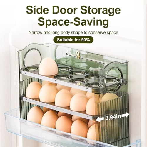 Koja Three-layer Flip-up Egg Storage Container Holder for Refrigerator, Kitchen. 30-Egg Organizer - New Space-Saving, Easy-Access Design, Easy-Clean, Durable, BPA-free. Protects Eggs from Cracking. - Image 4