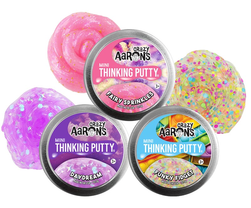 Matty's Toy Stop مجموعة هدايا Crazy Aaron's Putty Mini Tins Funky Fidget، Daydream & Fairy Sprinkles - 3 عبوات (13.3 جرام لكل منها) - Image 1