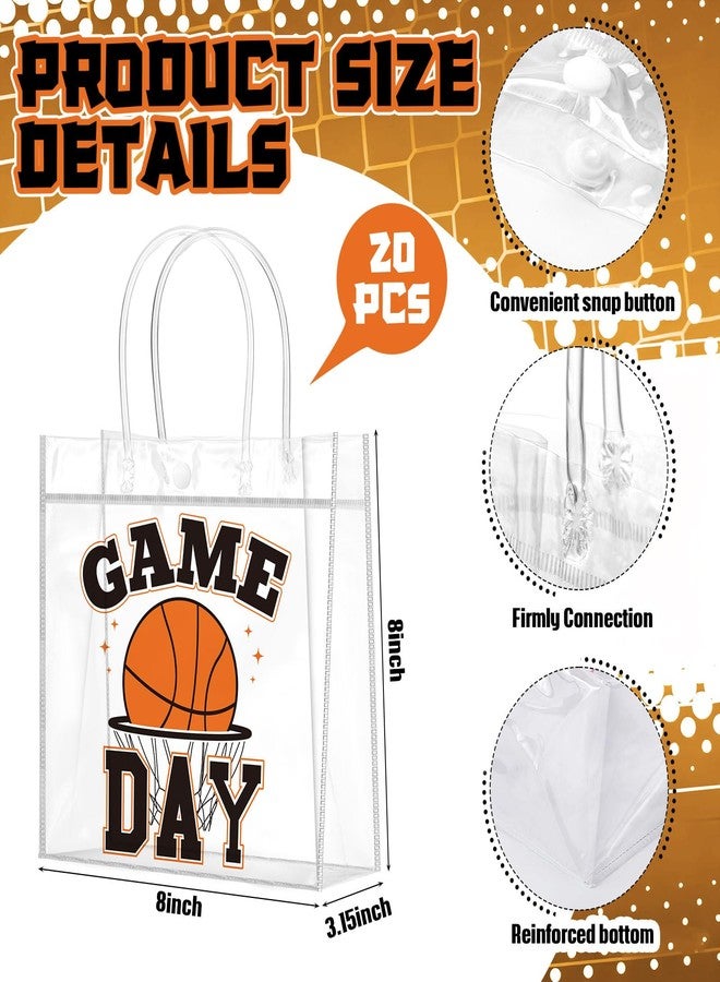 Wesnoy 20 Pcs Basketball Goodie Bags Bulk Classic Basketball Gift Bags with Handles Reusable Sport Party Favor for Candy Birthday Party Supplies 8 x 8 x 3.15'' - Image 2