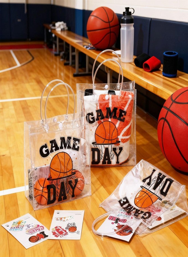 Wesnoy 20 Pcs Basketball Goodie Bags Bulk Classic Basketball Gift Bags with Handles Reusable Sport Party Favor for Candy Birthday Party Supplies 8 x 8 x 3.15'' - Image 3
