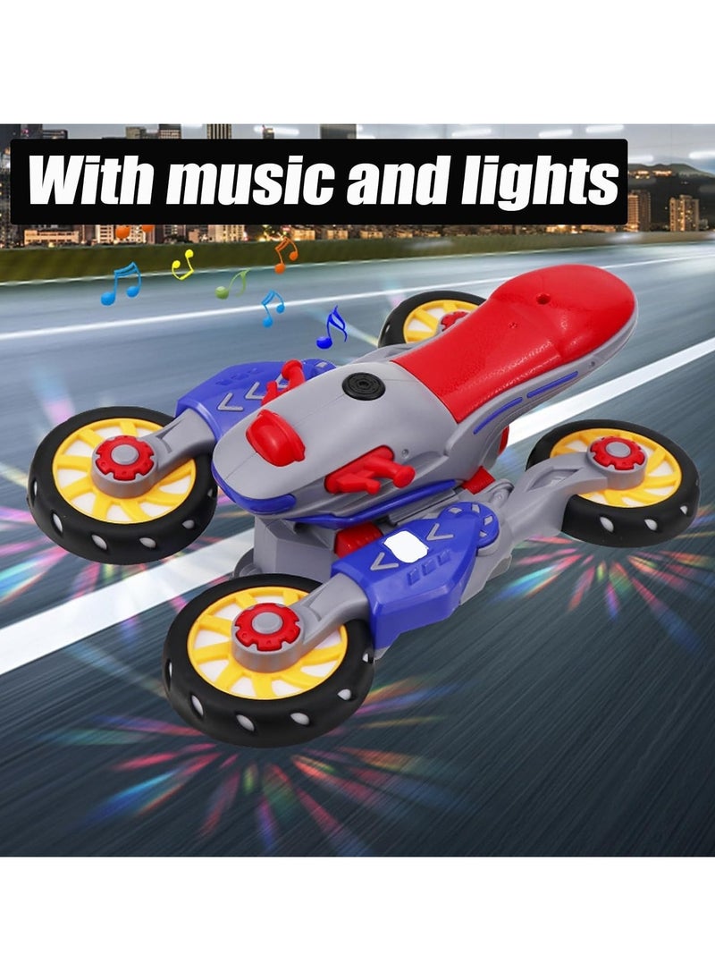 Electric Light and Music Deformation Motorcycle, Motorcycle Stunt Rotating Red Variant Twist Car can 360° Rotation, Rechargeable Music & Light Motorcycle Stunt Toy (1 Set)  - Image 2