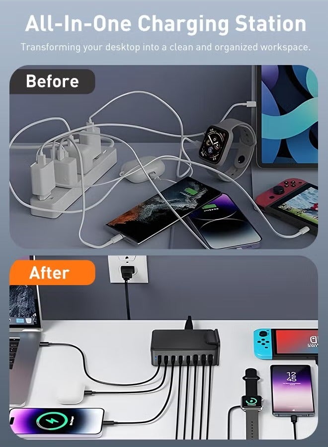 ELTRAZONE 268W GaN USB-C Charger – 8-Port Fast Charging Station Hub Block, Wall Charger Power Strip Adapter with 5 PD USB-C & 3 QC USB-A Ports – Laptop Charger for MacBook Air, Samsung S23, iPhone 15/14, iPad & More - Image 2