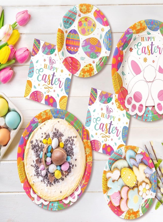 Fighting to Achieve Happy Easter Plates and Napkins, 72PCS Colorful Easter Party Supplies, Bunny and Eggs Disposable Paper Plates, Spring Party Supplies, Rabbits Easter Party Decorations Serves 24 - Image 5